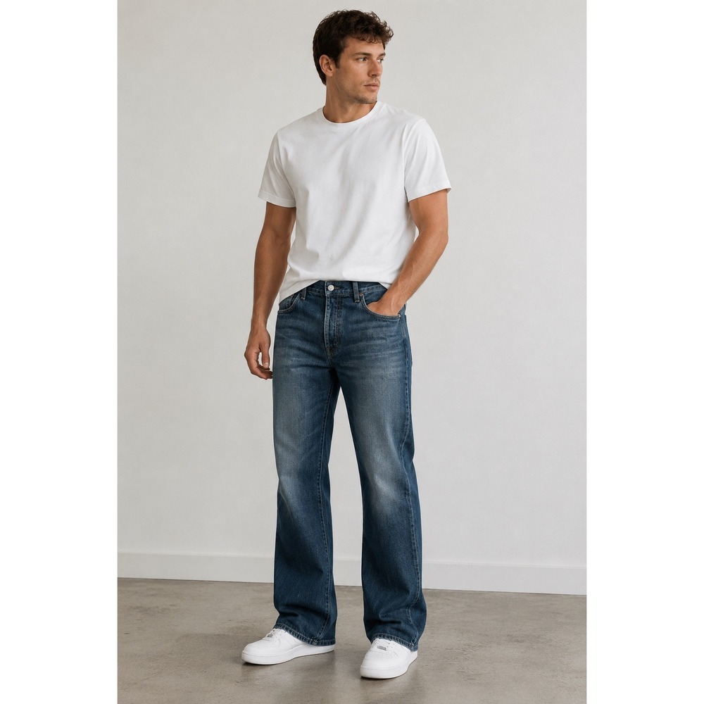 7 For All Mankind Extra Long Relaxed Jeans Medium Wash Button Fly READ Men 38x36